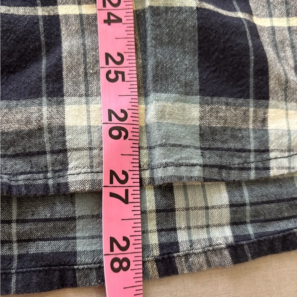 The North Face Plaid Short Sleeve Shirt Cotton Hemp Blend Blue Hike Men’s Medium